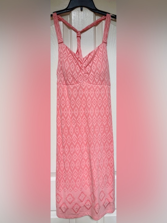 Dakini Dresses & Skirts - Dakini Pink Geometric Midi Dress Built-In Bra Removable Pads NWOT L Crisscross